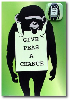 Give Peas A Chance - Greeting Card With Badge