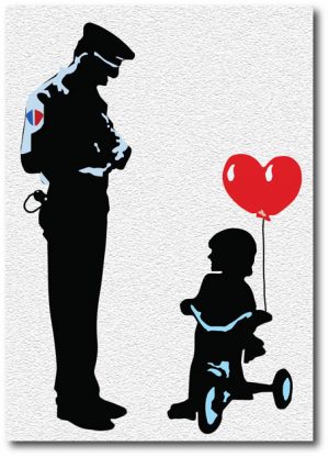 Tricycle Cop - Banksy Greeting Card