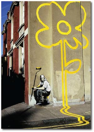 Yellow Lines - Banksy Greeting Card