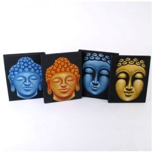 Hand painted Buddha faces on Canvas