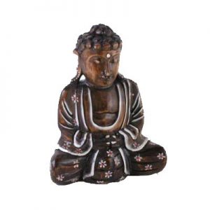 Buddha dark wood with white highlights