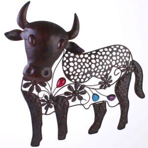 Brian the bull metal garden wall plaque. Ferailles.co.uk