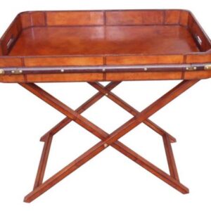 Campaign Folding Butlers Tray - Cognac Leather