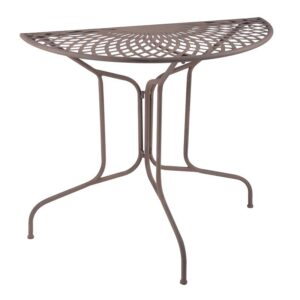 Country Green Metal Demi Lune Table