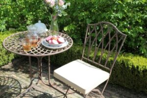 Country Green Table and Chair with Cushion shown