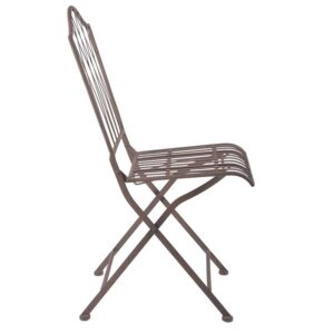 Side view green metal folding garden chair