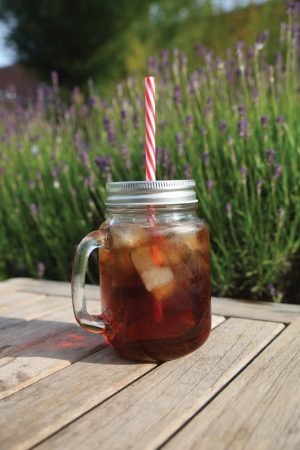 Strawed Jar with lid and handle