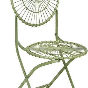 Stylish Metal Garden Antibe Pale Green Folding Round Back Dining Chairs