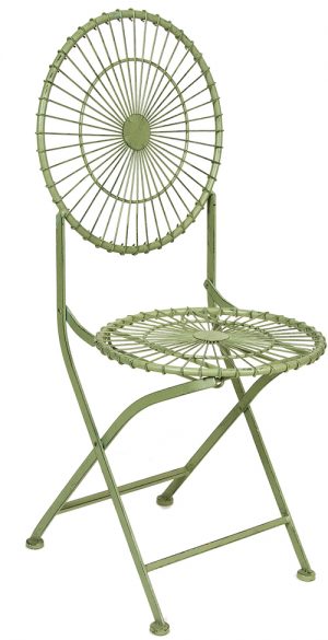 Stylish Metal Garden Antibe Pale Green Folding Round Back Dining Chairs