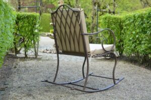 country green metal rocking armchairs