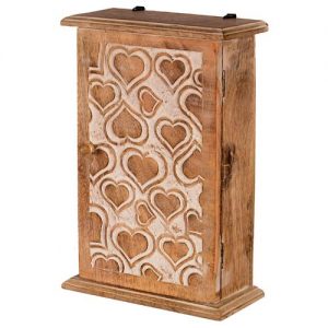 Heart Design - Key Box Cabinet - White Wash - Outer View