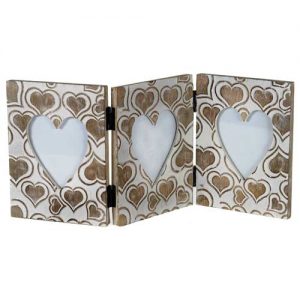 Heart Design Triple Folding Standing Photo Frame