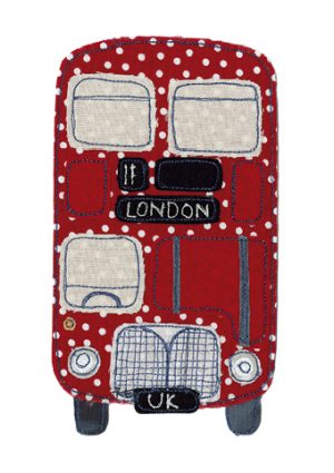 Polka Dott Red London Double Decker Bus - Card Cards