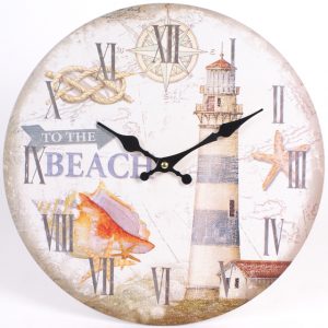 To The Beach - Lighthouse Design - Wall Clock