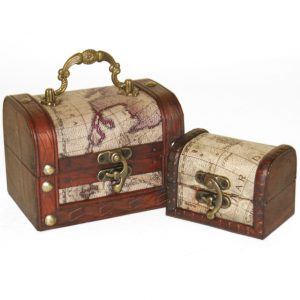 Map Treasure Chest Trinkets Set of 2