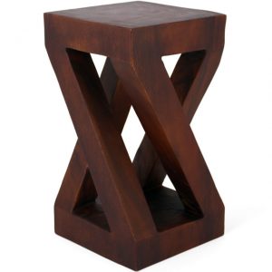 Modern Twist Solid Acacia Wood Side Table Stool