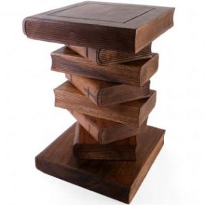 Stacked Library Books Side Table Stool