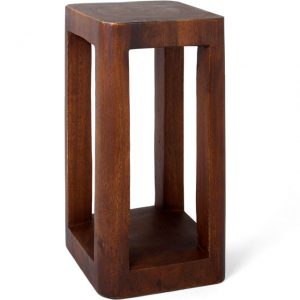 Straight Leg Cut Acacia Wood Stool Side Table