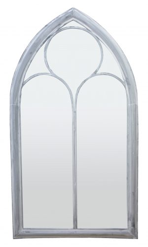 Shabby Chic White Metal Church Mirror - Large