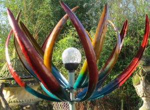 Tresco Multi Wind Sculplture. Garden Spinner. Solar Bulb