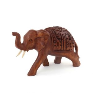 Ornate Carved Wooden Decorative Elephant