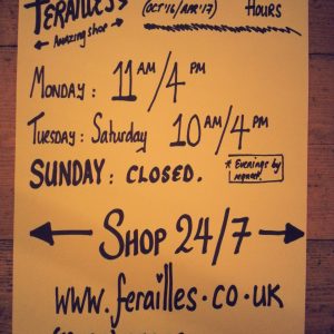 Ferailles Winter Opening 2016 to Spring 2017