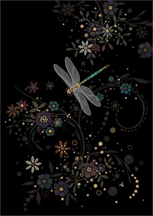 dragonfly-in-a-swirl-jewels-bug-art-cards
