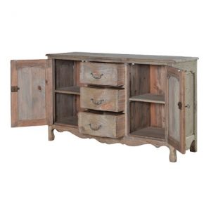Colonial sideboard with drawers and doors open
