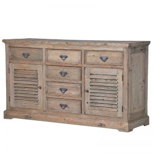 Reclaimed Pine Louvre 6 Drawer 2 Door Sideboard