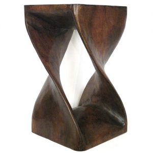 Contemporary Wooden Twist Carved Stool Side Table