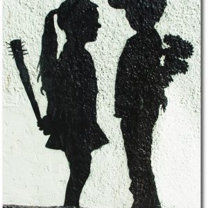 Girl with Stick - Banksy Greeting Card