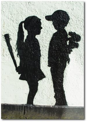 Girl with Stick - Banksy Greeting Card