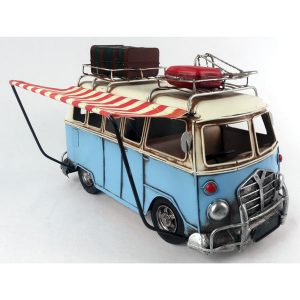 VW Style Ornamental Blue Camper Van with Canopy