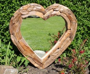 Teak Root Heart Mirror. Medium 66x66