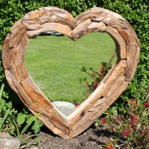 Teak Root Heart Mirror. Medium 66x66