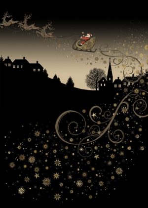 Rooftop Sleigh - Bug Art - Christmas Card
