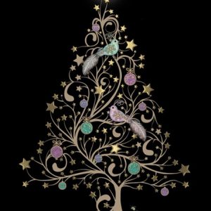 Star Tree Birds - Bug Art Christmas Card