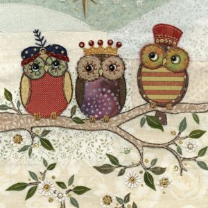 Three Wise Owls - Bug Art Christmas Card - AC003