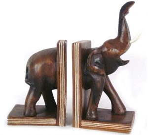 Wooden Elephant Bookends