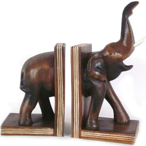 Wooden Elephant Bookends