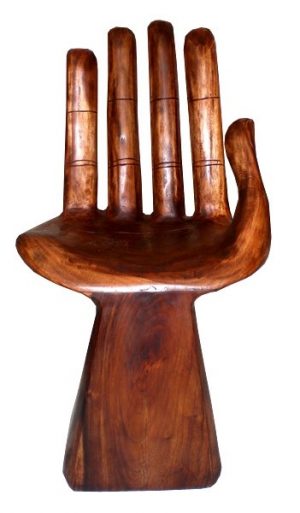 Long Fingered Hand Chair. Handmade from Suar Wood