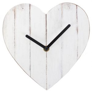 Heart Clock. White Wash - Small