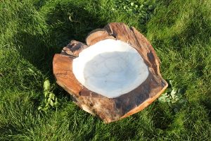 Pearl Lined Teak Root Bowl - Medium