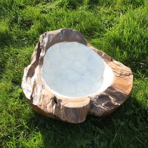 Pearl Lined Teak Root Bowl - Small