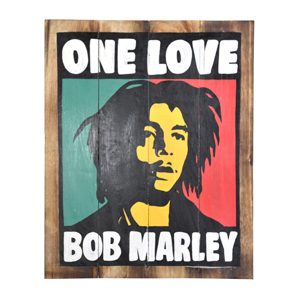 Handpainted Wooden Bob Marley - One Love - Wall Plaque Hanging