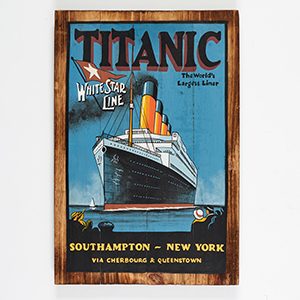 Handpainted Wooden Titanic - wall plaque hanging