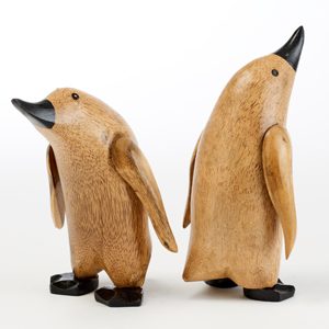 Bamboo Teak Penguin 20 cm Tall. Medium
