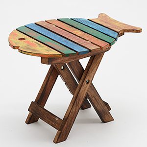 Folding Rustic Fish Chair Stool Side Table