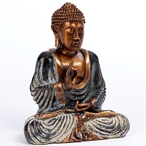 Resin sitting meditating buddha. 25 cm tall. Blue