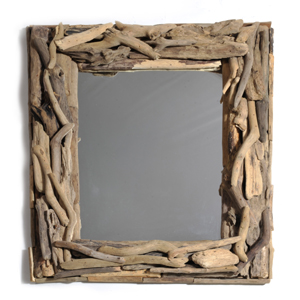 Teak Driftwood Oblong Mirror. 50 x 40 cm